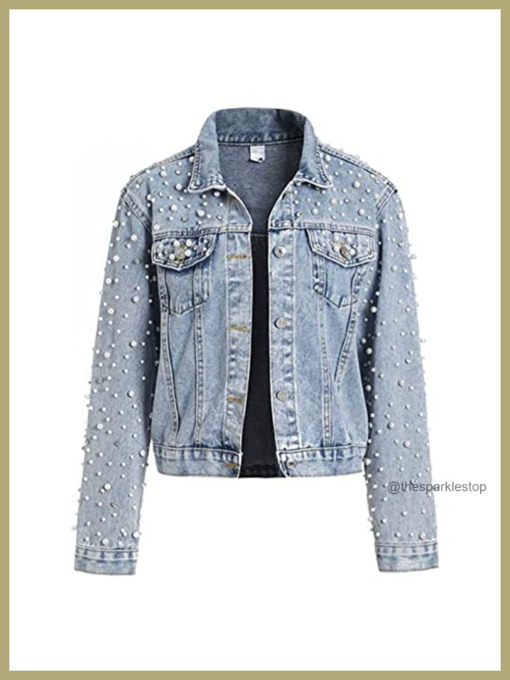Cropped Rhinestone Denim Jacket Women Jean Coat